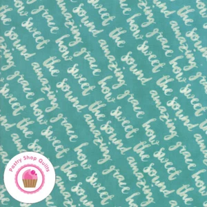 Moda SUNDAY SUPPER Teal Green Text Tonal 5651 21 Sweetwater QUILT FABRIC - Picture 1 of 7