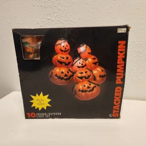 Vintage Kürbis Stapel Lichterkette Halloween orange schwarz - Bild 1 von 6
