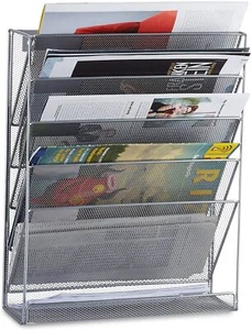 STRONG WALL MOUNTED 6 TIERS MAGAZINE LITERATURE HOLDER RACK HANGING FILE PAPER - Picture 1 of 8