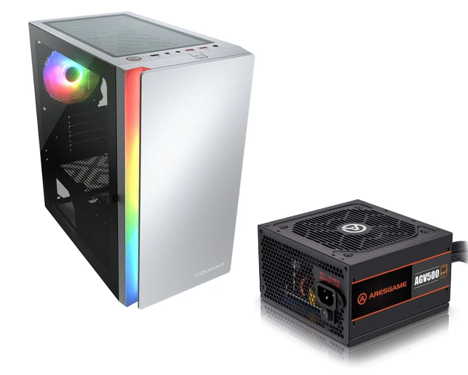 Cougar Purity RGB White Micro ATX Gaming Case & ARESGAME AGV 500W PSU Bundle - Image 1 of 4