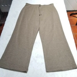 New Kathy Ireland Elevated Waist Houndstooth Cropped Pants Large  Brown Stretch - Picture 1 of 9