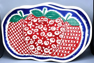 Vintage Patchwork Quilt Muster Apfel Tischset rot blau grün Vinyl Schaum Esszimmer - Bild 1 von 3