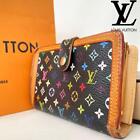Louis Vuitton Viennois Folding Wallet Multicolor Clasp Monogram Black Women