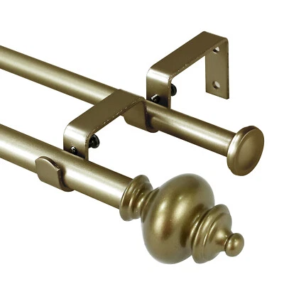Barra de cortina ajustable doble cortina urna redonda de 5/8", 28"-48"/48"-84",84"-120" Foto 1 de 4