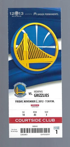 DRAYMOND GREEN HOME DEBUT 2012-2013 NBA GRIZZLIES @ WARRIORS FULL TICKET - CURRY Cover