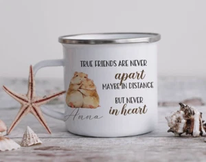 Personalised Hamster print Enamel Mug, coaster set, Unique friendship design - Picture 1 of 2