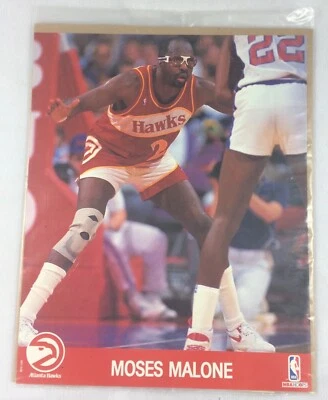 NBA 1990 NBA Hoops UNOPENED Action Photo-Moses Malone, Atlanta Hawks - Image 1 of 2