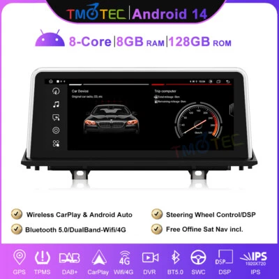 12.3" 128GB Android 14 Autoradio GPS Navi DAB+CarPlay DSP BMW X5 E70 X6 E71 CIC - Bild 1 von 4