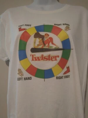 Camiseta feminina TWISTER VINTAGE JOGO DE TABULEIRO TAMANHO MÉDIO NOVA COM ETIQUETAS - Imagem 1 de 4