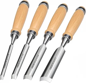 4-teiliges Halbkreis Stechbeitel Set Zimmermann Hohlbeitel Chrom Vanadium Stahl halbrund C - Bild 1 von 9