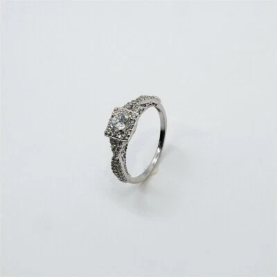 SOLITARIO CON ZIRCONE IN ARGENTO 925 RODIATO IN ORO BIANCO 18 KT - Immagine 1 di 2