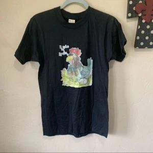 Vintage Screen Stars I Run The Rooster Graphic Single Stitch T-Shirt Small Black - Picture 1 of 4