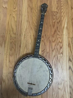 VTG 1930s Antique LUDWIG Dixie Tenor 4 String Banjo Wood Inlay Folk Bluegrass - Image 1 of 4