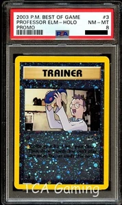 PSA 8 NM-MINT Professor Elm # 3 Best of Game REVERSE HOLO PROMO Pokemon Karte - Bild 1 von 2