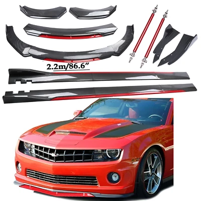 For Chevrolet Camaro Front Bumper Lip Spoiler/ Body Kit+Side Skirt Carbon Fiber - Изображение 1 из 4