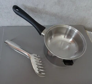 Milchtopf Kochtopf doppelwandig 0,75 Liter + AMC Zange Nudelzange 22 cm - Bild 1 von 6