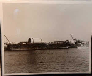 1960's Original B&W Photo Rocket Section on Barge in Large Harbor RRP 533 - Picture 1 of 6