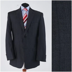 Mens HUGO BOSS Blazer 42R UK Size Striped Grey Wool Sport Coat Vintage Jacket - Picture 1 of 14