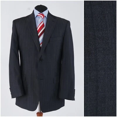 Mens HUGO BOSS Blazer 42R UK Size Striped Grey Wool Sport Coat Vintage Jacket - Image 1 of 4