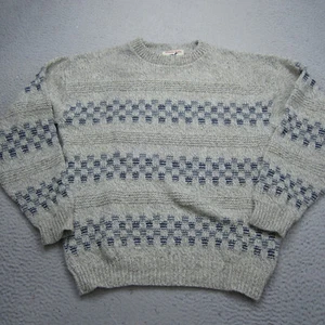 Vintage Winona Knits Sweater Mens XL Brown Wool Fair Isle Fisherman 1980s USA - Picture 1 of 11
