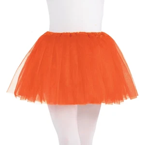 Youth Child Size S/M Mesh Tutu Skirt Orange Ideal for Play Pretend Halloween 444 - Picture 1 of 10