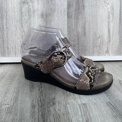 MEPHISTO SANDALIAS CUÑA MUJER TALLA 38 US 8 CUERO Marrón SERPIENTE ESTAMPADO AIR RELAX Foto 1 de 4