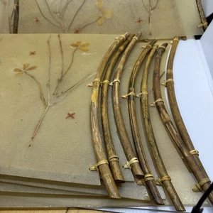 MCM Fiberglass Pressed Flowers & Leaves Bamboo Placemats: Set Of 10: 19” x 13.5” - Picture 1 of 14