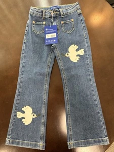 Mini Rodini x Wrangler Girls Jeans, Size 5-7 Adjustable Jeans, New With Tags - Picture 1 of 3