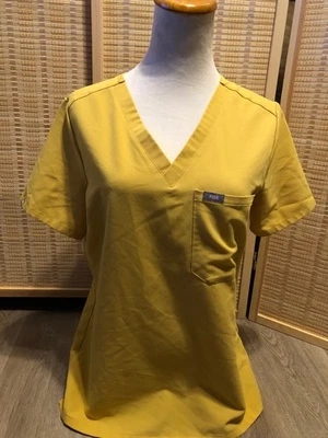 FIGS Nursing Scrubs Scrub Top Technical Collection Yellow PO#1956 Small S (H48) - Image 1 of 4