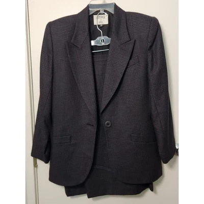 Kasper para ASL De Colección Falda de Lana Traje Blazer Chaqueta Negro Gris Espiga Talla 14 Foto 1 de 4