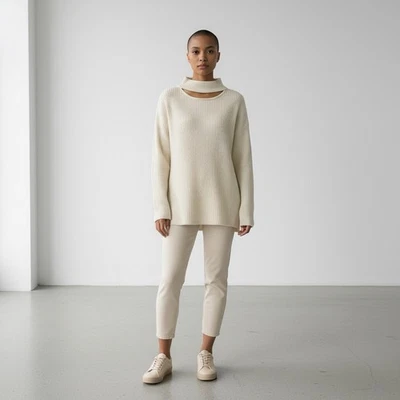 Suéter túnica acanalada manga larga recortada talla XXS B-38 KENSIE para mujer Foto 1 de 4