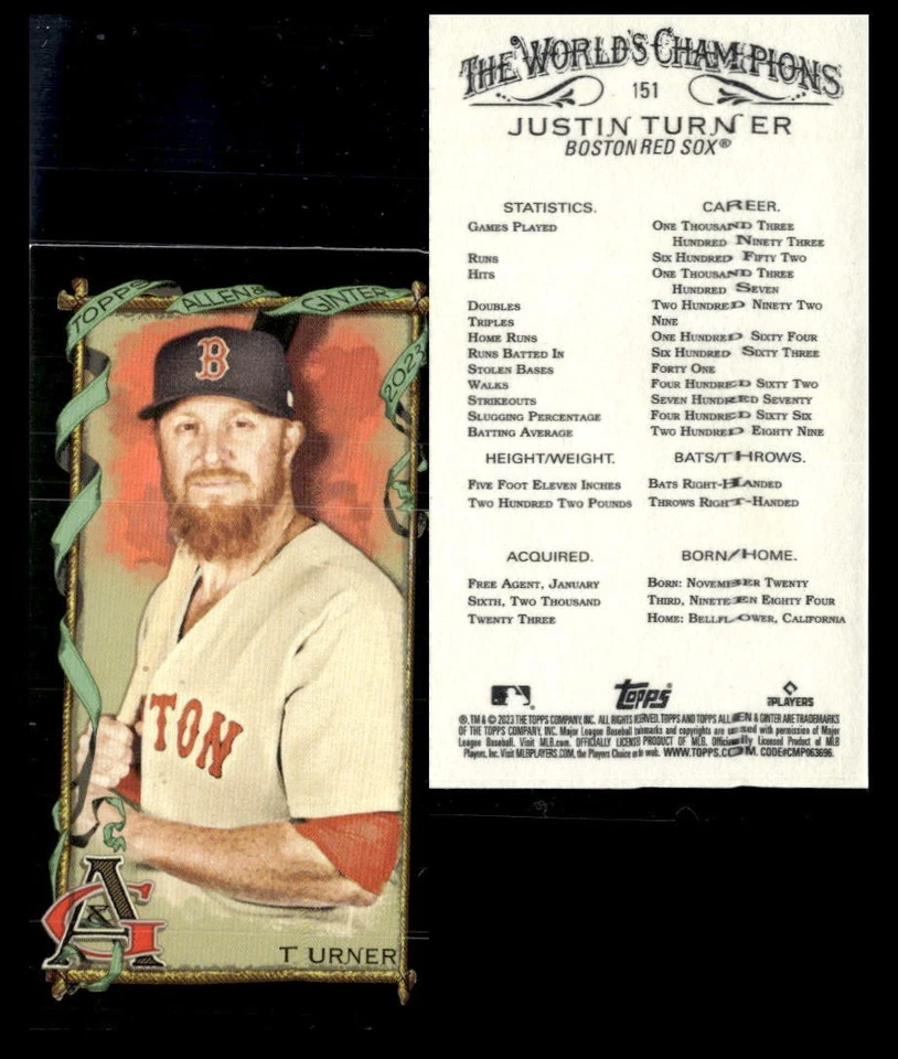 2023 Topps Allen & Ginter Black Border Mini #151 Justin Turner - Image 1 of 1