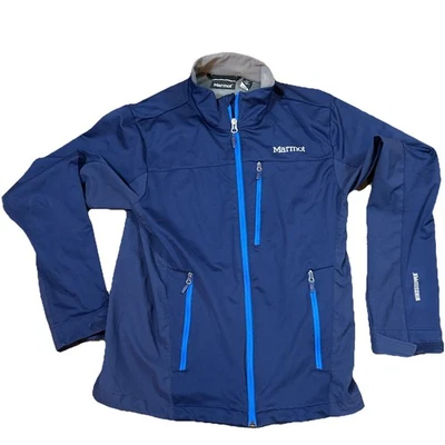 Marmot Blue Windstopper Soft Shell Jacket S Zipper Pockets Wristband Toggle Hem - Image 1 of 4