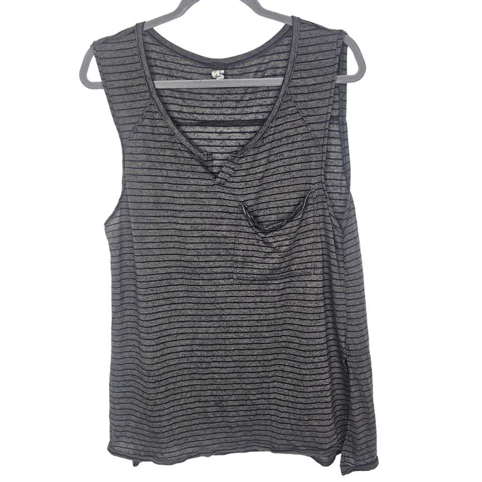 Camiseta sin mangas We The Free Weekend Warrior cuello en V camiseta sin mangas mujer M gris a rayas Foto 1 de 4