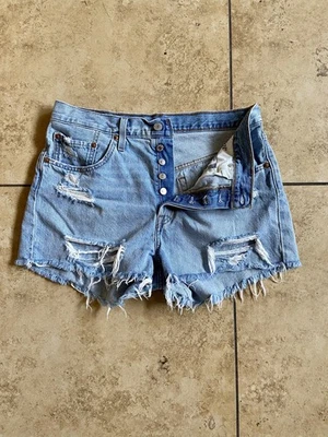 Levi Strauss & Co 501 Cut Off Women’s 31” Distressed Daisy Duke Booty Jorts  - Image 1 of 4