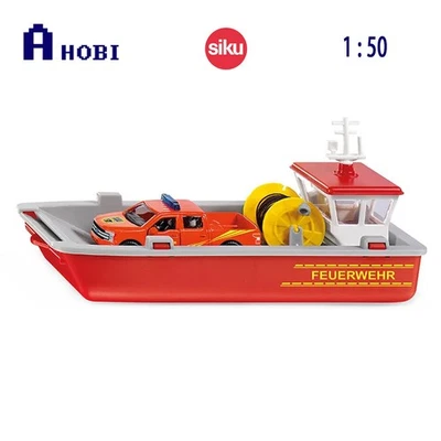 Siku 1:50 Fire Brigade Boat Model With Ford F150 & Rotating Hose Reel - Image 1 of 2