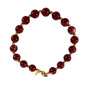 Pulsera de cuentas firmada por Monet 7,5 pulgadas jaspeada borgoña tono dorado garra de langosta - Imagen 1 de 8