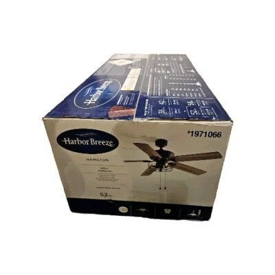 Harbor Breeze Hamilton 52-in Matte Black Indoor Ceiling Fan With Light (5 Blade) - Image 1 of 4