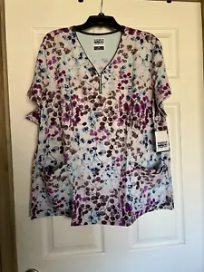 Strictly Scrubs 2X Floral Pattern Scrub Top NEW - Picture 1 of 1