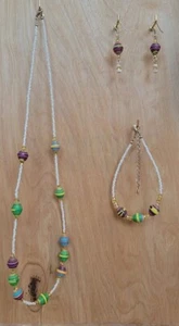 Paper Bead 3 Piece Set- Paper Bead Jewelry - Recycled Jewel - Multicolored - Picture 1 of 5