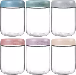 6 Pack 16oz Overnight Oats Containers with Lids Glass Jars with Airtight Lids - Picture 1 of 12