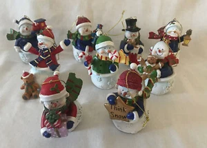 Christmas SNOWMAN ornaments light up 3-1/2” Tall - 9 pieces - Picture 1 of 12