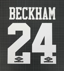 Beckham #24 1992-1996 Player Size Premier League White Nameset Manutd - Bild 1 von 2