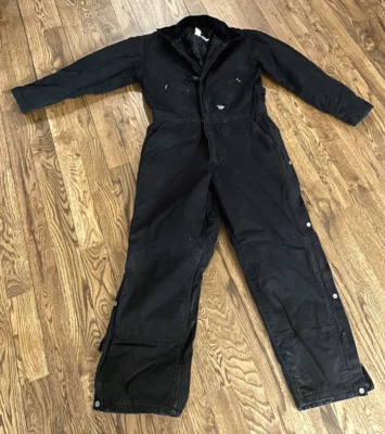 Walls Blizzard Pruf Black Denim Insulated Coveralls with Corduroy Collar Men’s M - Image 1 of 4