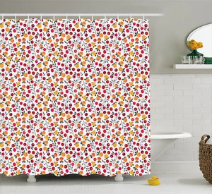 Cranberry Pattern Shower Curtain Fabric Decor Set with Hooks 4 Sizes - Picture 1 of 31