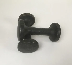 VTG HI 3lb Black Metal Hand Dumbbells X2 Round End China - Picture 1 of 10