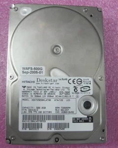 HITACHI 500GB IDE HDS725050KLAT80 0A31613 3.5'' 7200RPM HARD DRIVE - Afbeelding 1 van 2