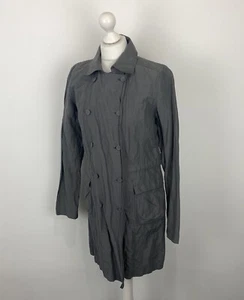 Eileen Fisher Grey Trench Coat Jacket Double Breasted Size Small Women’s - Picture 1 of 13