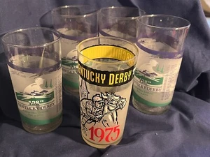 (5) 2002 Kentucky Derby Churchill Downs Glass Set (4) 128th Running (1) "1975" - Picture 1 of 14
