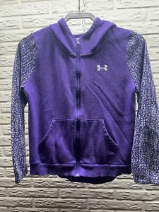 Under Armour Girl's Purple Zest/White UA Rival Fleece Full Zip YL - Picture 1 of 9